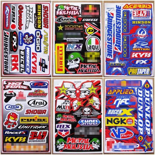 Racing nascar atv motocross rally dakar decals car bike tool box stickers 6 sh.