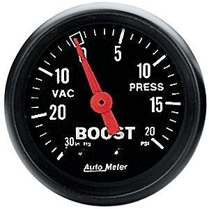 Auto meter 2601 z-series gauge  2&#034; boost / vacuum (30&#034; hg / 20 psi)  mechanical
