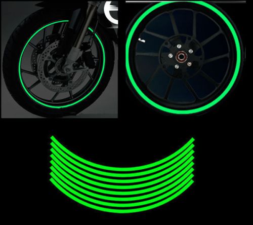 Green18&#034; motorcycle car wheel rim reflective metallic stripe tape decal 230