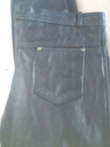 Custom made leather blk riding pants levi 505 style 40 x 33 boot cut