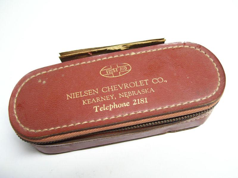 Vintage 40s chevy gm dealer first aid glovebox kit original auto car accessory