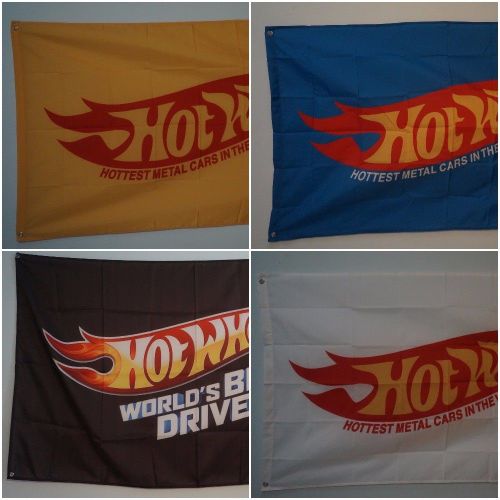 Lot of 4 hot wheels banners man cave yellow black blue white 5x3 feet