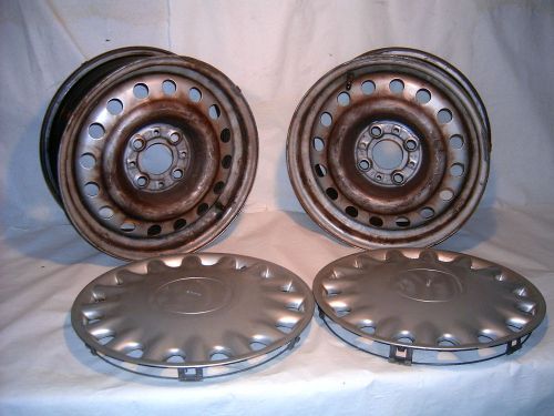1 pair saab 900 wheels and wheel covers, 15 inch, used, no reserve