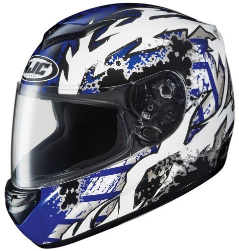 Hjc cs-r2 skarr motorcycle helmet dot black/silver/blue adult xs x-small