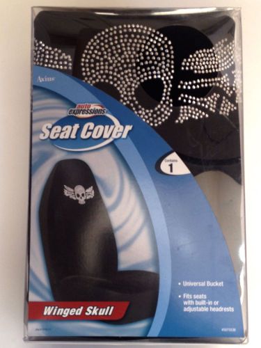 Auto expressions black universal winged skull studs bucket seat cover new!