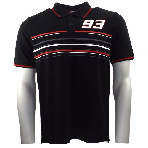 Marc marquez mm93 brand black tshirt stripes motogp polo cotton short sleeve xl