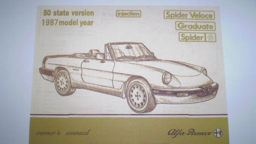 Alfa romeo spider owner&#039;s manual - 1987 -  pdf version