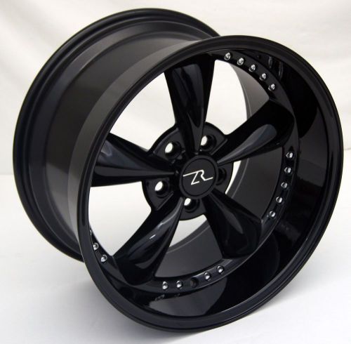 18&#034; mustang bullitt wheels full gloss black lip rims 18x9 18x10 5x114.3 94-04