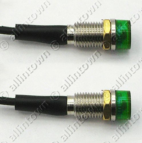 (2) green indicator led lights dash signal pilot toggle bulbs 12v