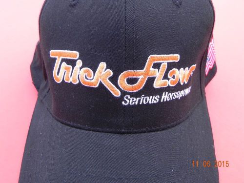 Trick flow serious horsepower adult adjustable black w/orange letters hat