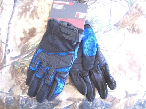 Leather and mesh motorcycle gloves black blue speed and strength hammer down