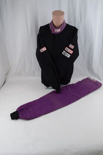 Rjs racing sfi 3-2a/5 display model 2 pc adult medium fire suit black &amp; purple