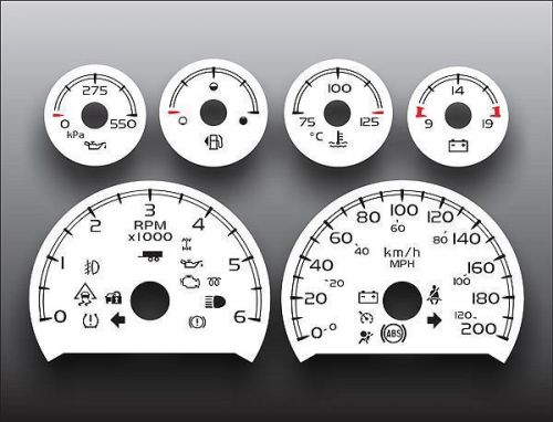 2007-2013 chevrolet tahoe gas auto metric kph kmh dash cluster white face gauges