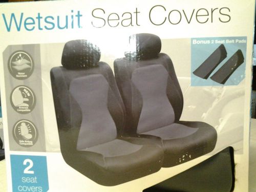 Wetsuit seat covers gray/black w/bonus 2 seat belt pads - water resistant