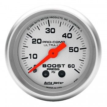 Autometer gauge, boost, ultra-lite, 60psi, mechanical, 2 1/16&#034; - 4305