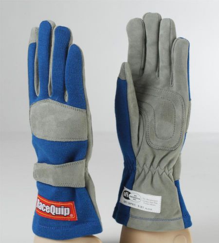 Racequip driving gloves 351 2-layer nomex/leather blue/gray men&#039;s lg sfi 3.3/1