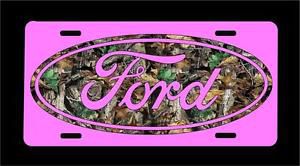 Camo ford oval pink background novelty license plate -free shipping!