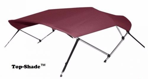Boat bimini top burgundy 3-bow 6’long 46”h 73”-78” wide, canvas and boot only