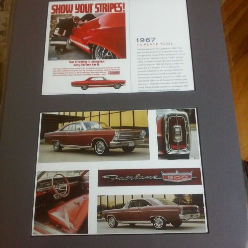 Fomoco ford dealer art w/mat 12x16. 1967 fairlane 500xl. &#034;show your stripes!&#034;