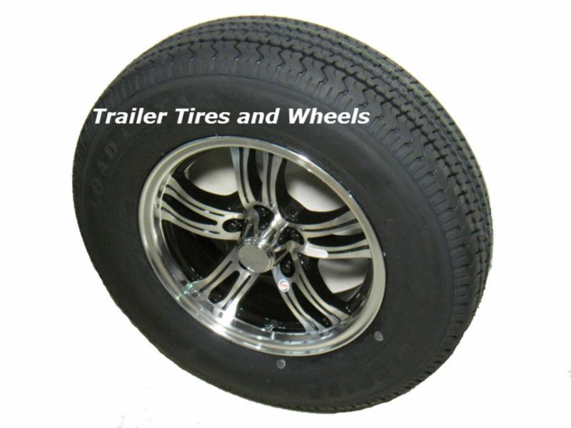 Pbk 205/75r15 lrd radial trailer tire on 15" 5 lug aluminum trailer wheel bcc