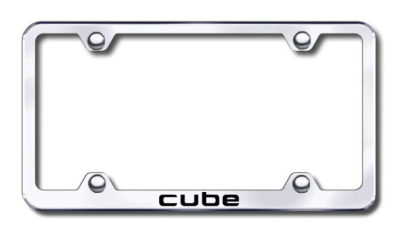 Nissan cube wide body  engraved chrome license plate frame -metal made in usa g