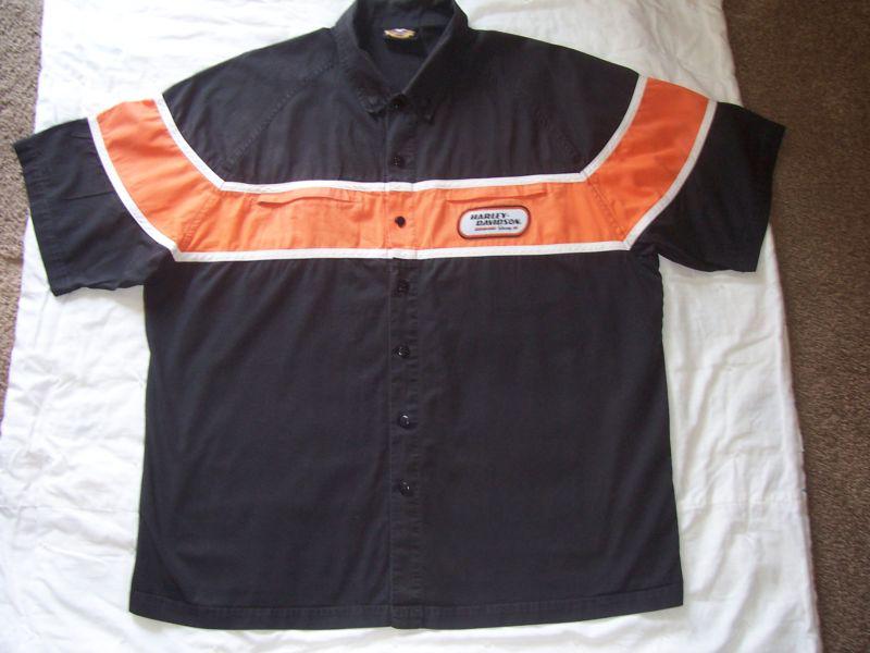 Vintage harley davidson racing button front embroidered pit crew shirt xl