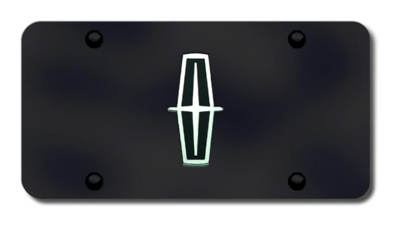 Ford lincoln logo (black) chrome/black license plate made in usa genuine