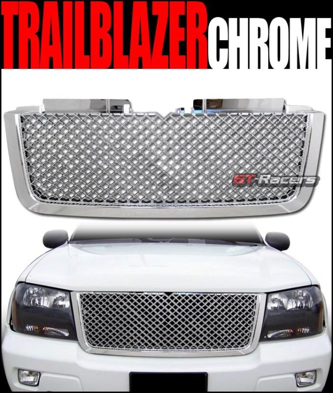 Chrome luxury mesh front hood bumper grill grille 2006-2009 chevy trailblazer