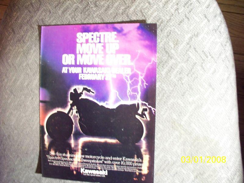 1982 kawasaki "spectre" in rare, original "spectre. move up or move over" ad!!!