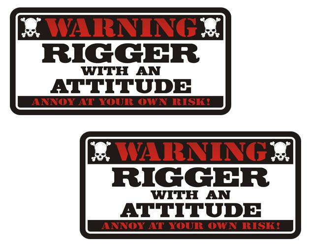 Rigger warning decal set 3"x1.5" oil rig pipeliner hard hat vinyl sticker zu1