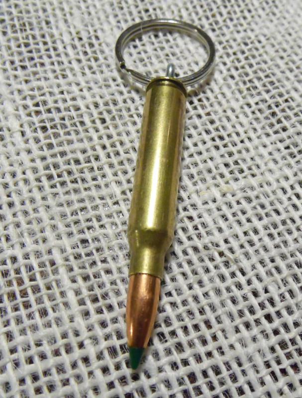 Bullet key chain - .223 / 5.56 ballistic green tip once fired from an ar15 / m16