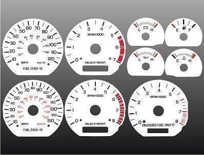 1999-2004 ford mustang instrument cluster white face gauges 99-04
