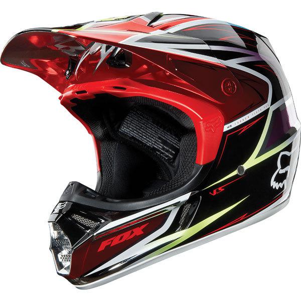 Fox racing v3 mx motocross motorcycle helmet race red/black size large new! $350