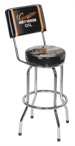 Ghh bar stool chrome legs black vinyl padded seat harley-davidon logo each
