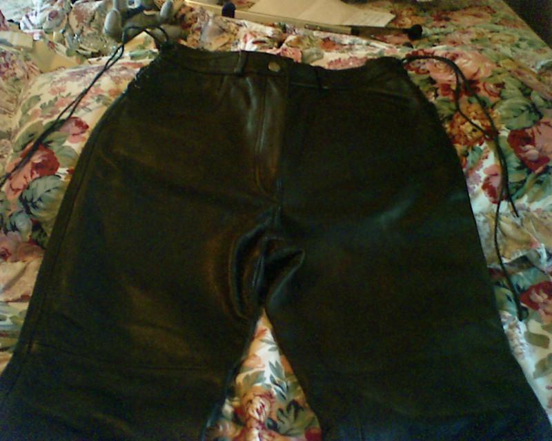 Black leather pants 8-9 oakwood flying bikes 4 pockets excellent cond $250