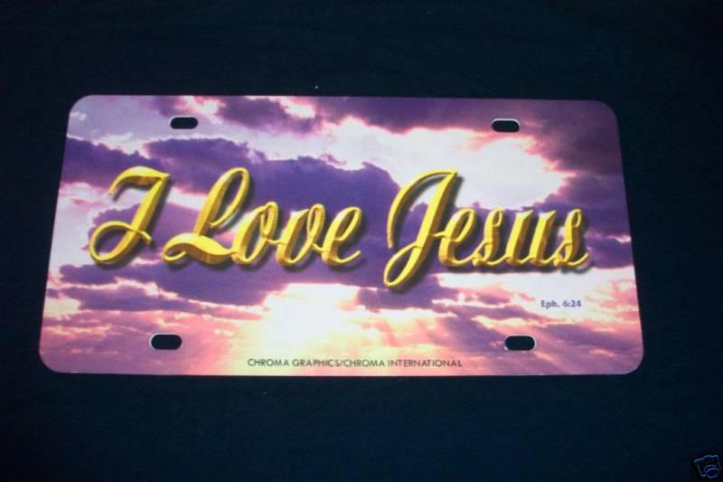 Christian i love jesus license plate tag 