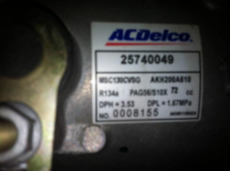 Acdelco a/c compressor #25740049 crosses over to #19258826 4.6l cad.