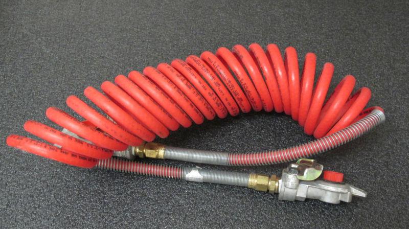 Coiled tractor trailer semi air brake accessories red color