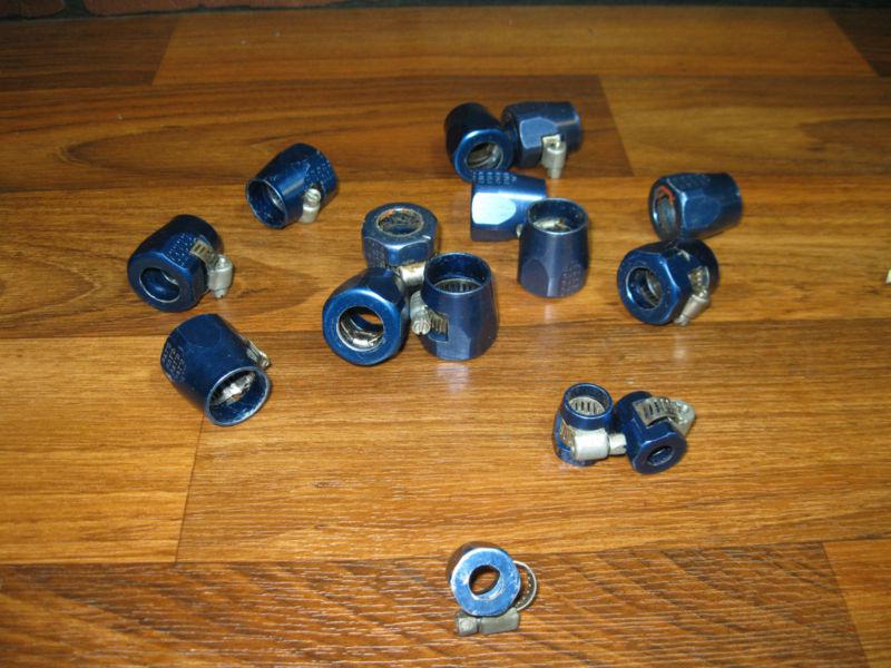 Earl's hose clamp lot - blue anodized - hot rod