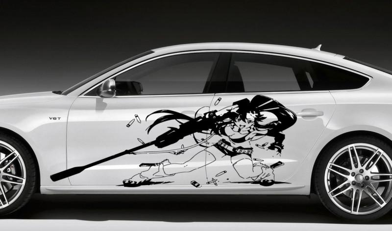  car vinyl anime sticker graphics girl with a shooting gun d1689