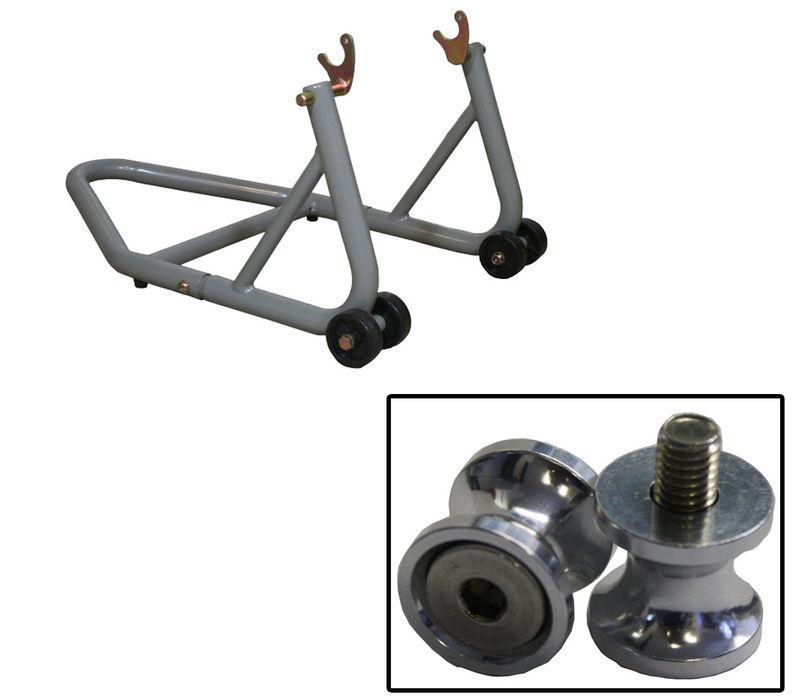 Biketek aluminum silver rear stand w/ bobbin spools aluminum aprilia flaco all
