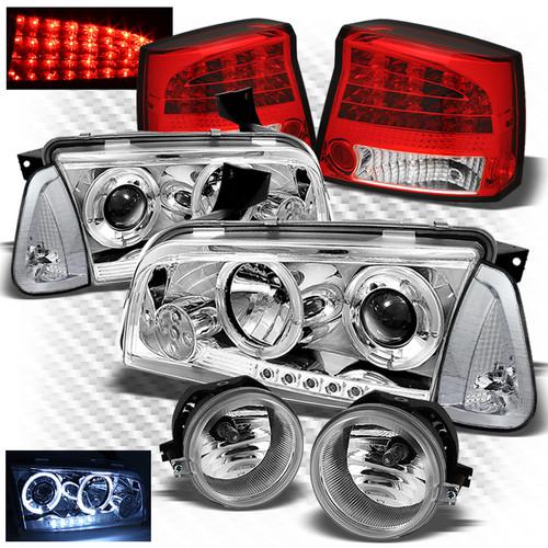 06-08 charger projector headlights + r/s led perform tail lights + fog lights