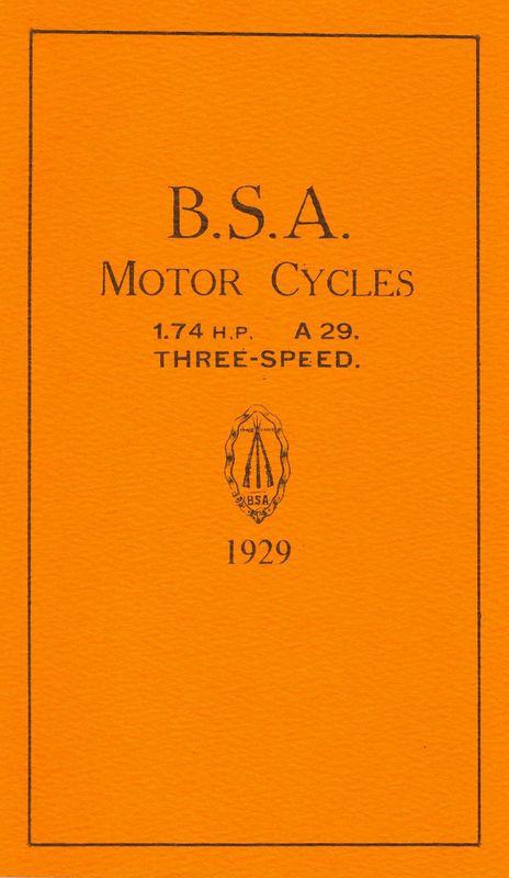 1929 bsa helpful hints book for 1.74 h.p / 3-speed