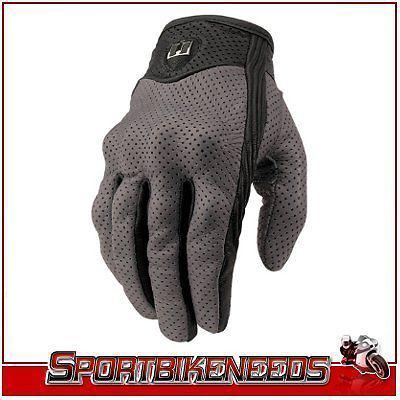 Icon pursuit gray perforated leather glove new xxl 2xl