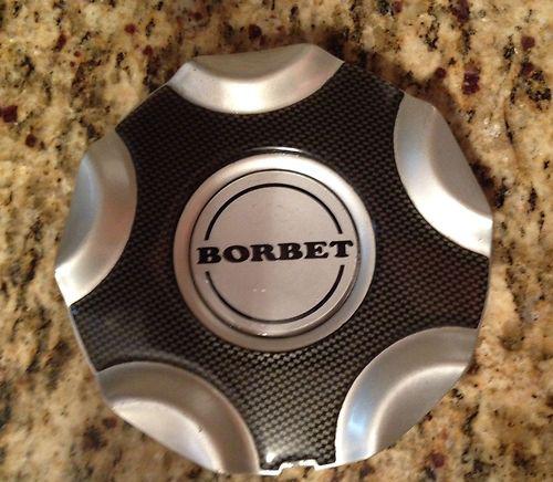 Borbet aftermarket wheel center cap silver mock carbon fiber 3221 6" diameter
