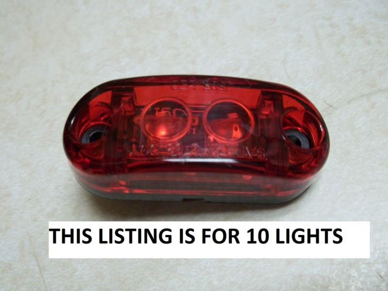 (10) led light 2 diode red 1x2.5 surface mount clearance side marker trailer