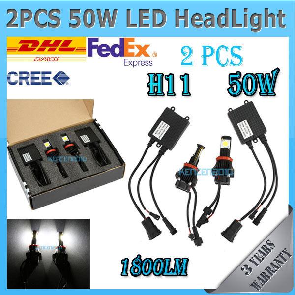 2pcs h11 50w black 1800lm bulbs car headlight head light fog lamp led 