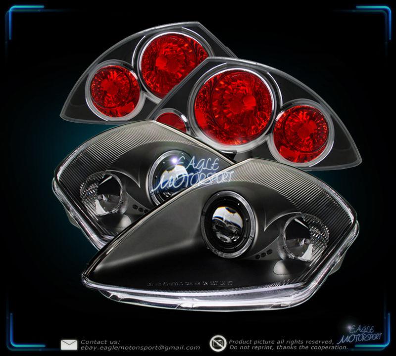 2000-2002 eclipse blk dual halo projector headlights/altezza tail light