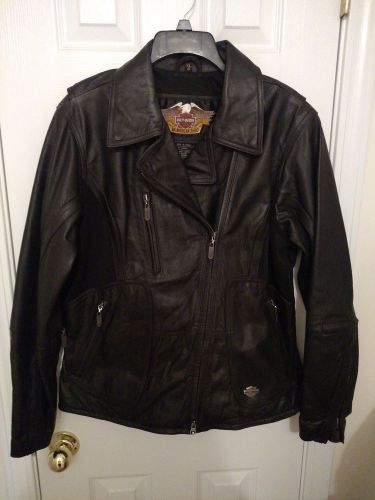 Harley-davidson h-d womens black leather motorcycle riding jacket size xl