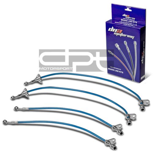 4-pcs stainless steel hose brake line for 97-01 acura integra gsr/type-r blue